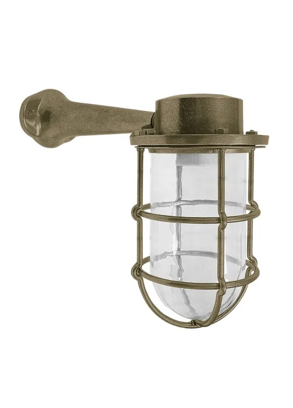 Außenwandlampe Glas Messing E27 IP44 H: 21 cm Maritim Super-Preis
