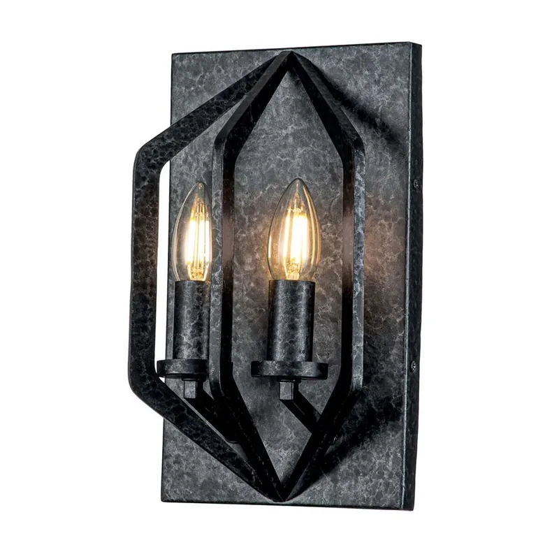 Wandlampe Schwarz Antik H: 30,5 cm 2x E14 Rustikal Heißes Angebot