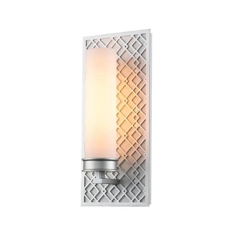 Wandlampe Bad IP44 H: 34,3 cm in Silber Weiß E27 Glas Metall Aktuell
