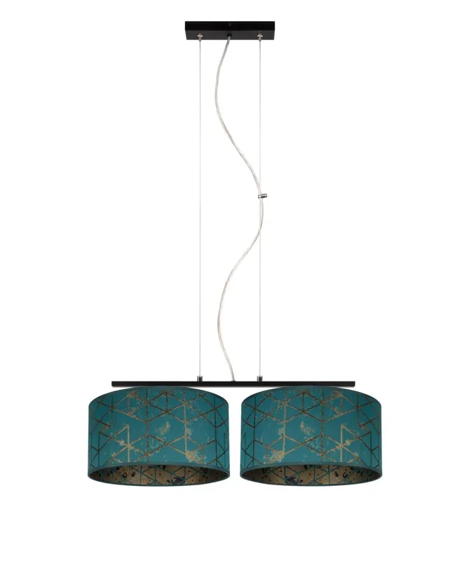 Knallerangebot Stoff Pendelleuchte blendarm Grün Muster E27 70 cm lang