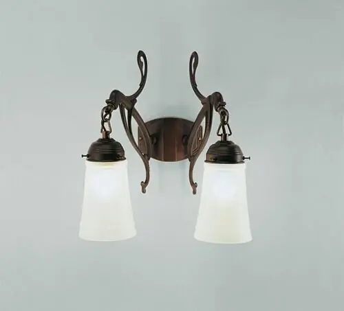 Preiswert Antike Wandleuchte Messing Glas E27 T:26 cm 2-flammig