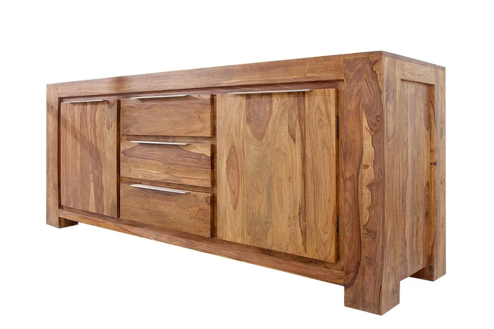 Finale Aktion Sideboard Sheesham Holz Aluminium 40 cm in Natur Silber