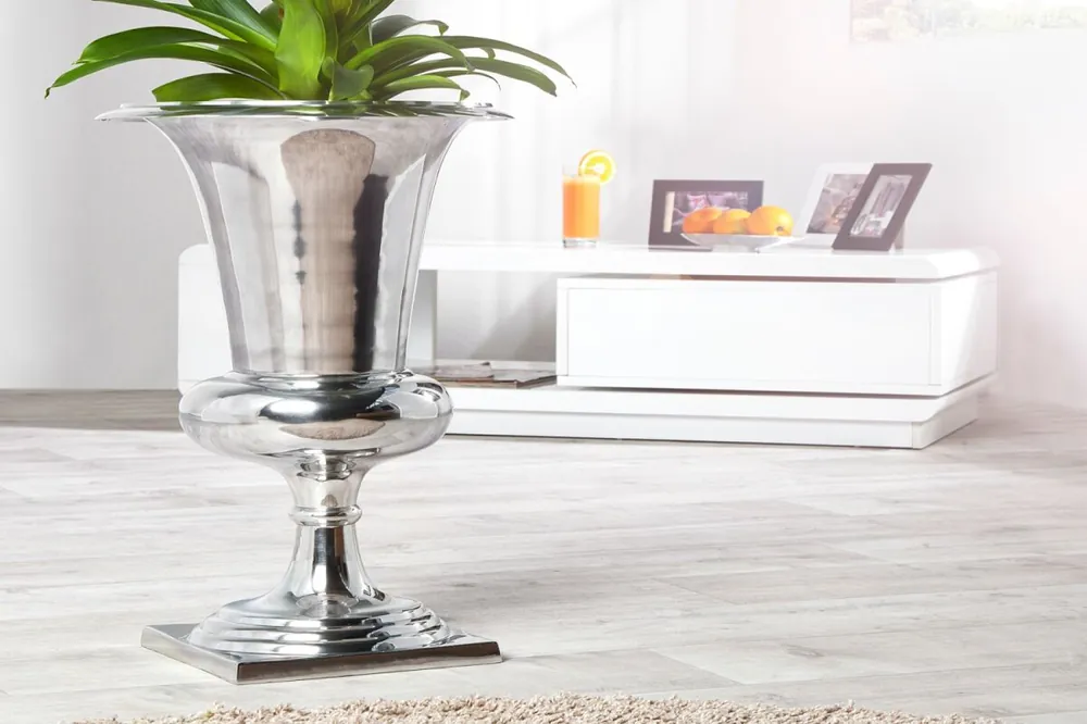 Vase Metall Ø 40 cm H: 70 cm in groß Silber Top-Seller