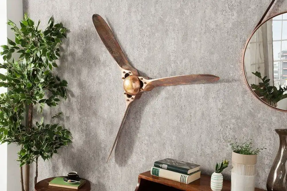 Wochenendangebot Deko Propeller Wand Metall in Kupfer 97 cm in Silber
