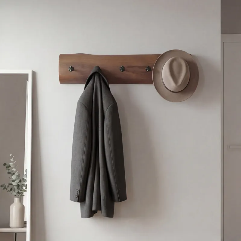 Wandgarderobe Holz Metall Handarbeit 100 cm in Braun Schwarz Aktuell