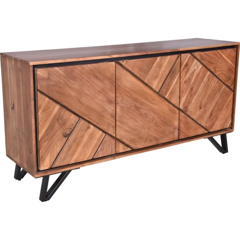 Sideboard 180 cm breit Holz Metall 3 Türen Modern Top-Preis