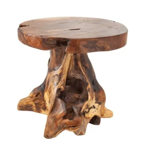 Neue Ware Beistelltisch Teak Holz massiv Ø 40 cm Unikat Handarbeit