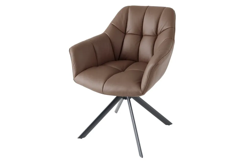 Nur Für Kurze Zeit Bürostuhl Leder Metall B: 65 cm ohne Rollen in Braun Schwarz