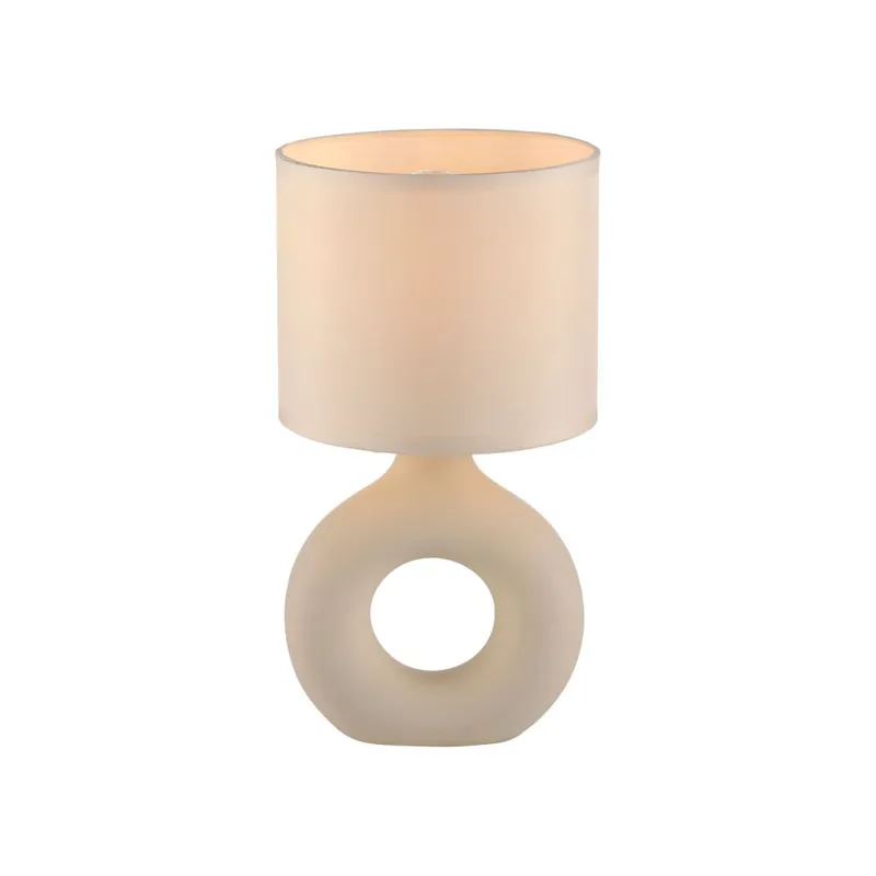 Ausverkauf Tischlampe Keramik Stoff blendarm 30 cm E27 Beige