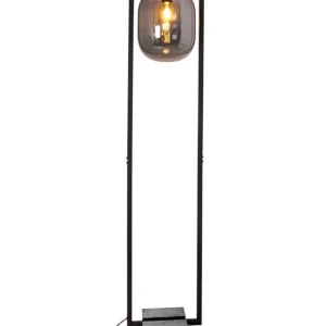 Stehleuchte Rauchglas Metall Stein 150 cm Retro Design E27 Preis Gesenkt