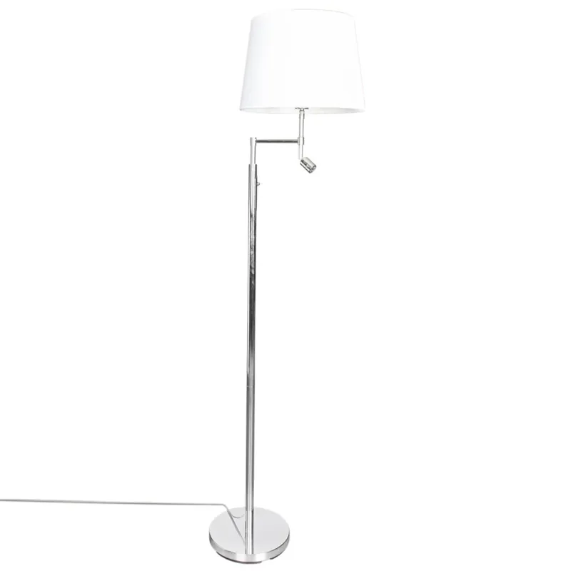 Aktuell Stehleuchte mit Lesearm 157cm Chrom Weiß E27 LED Stoff Metall
