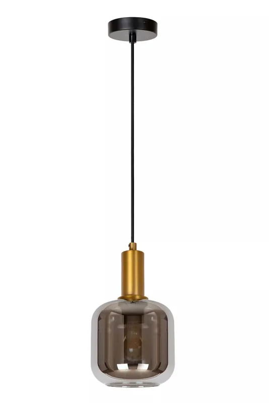 Garantierte Lieferung Pendelleuchte Rauchglas Metall Gold Schwarz Ø16 cm E27