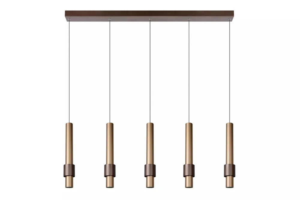 LED Hängeleuchte Gold Kaffeebraun 103 cm 2700 K 5-flmg Solange Der Vorrat Reicht