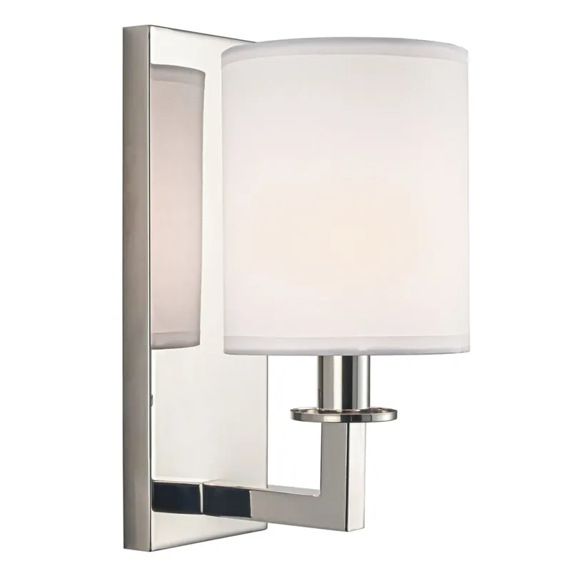 Neu Wandlampe 30 cm hoch Nickel Weiß Metall Stoff E14