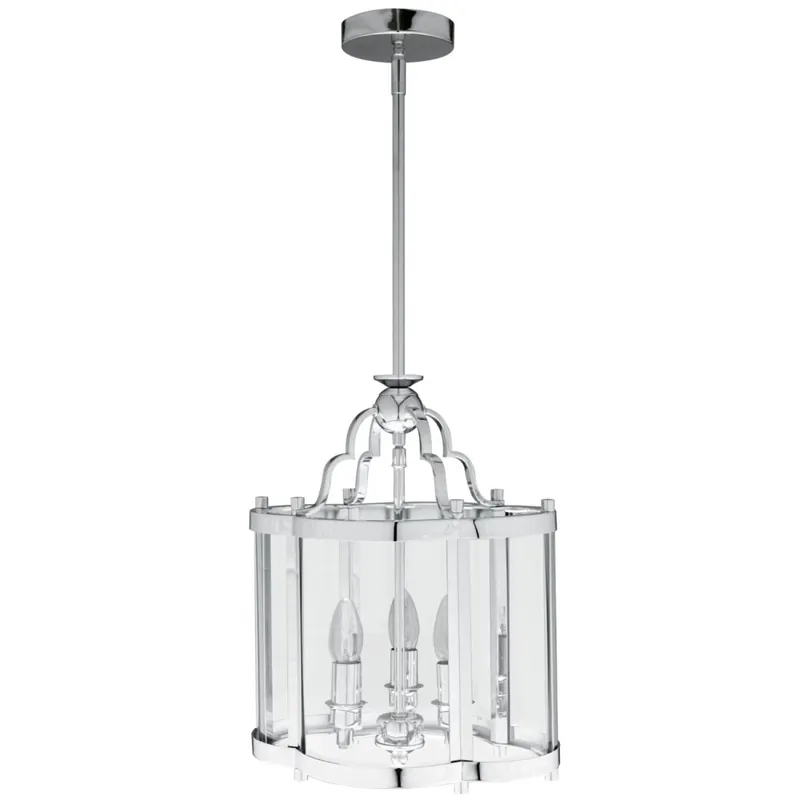 Pendelleuchte Metall Glas B: 33 cm Chrom 3x E14 Vintage Top-Preis