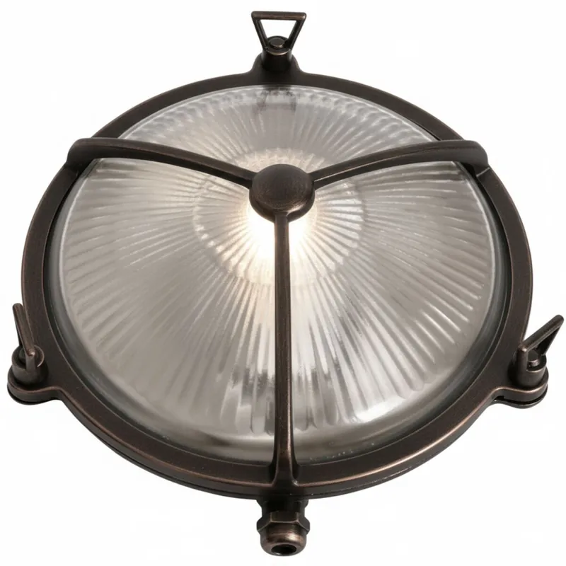 Zertifiziert Wandleuchte außen Messing massiv Glas E27 IP64 D: 21 cm