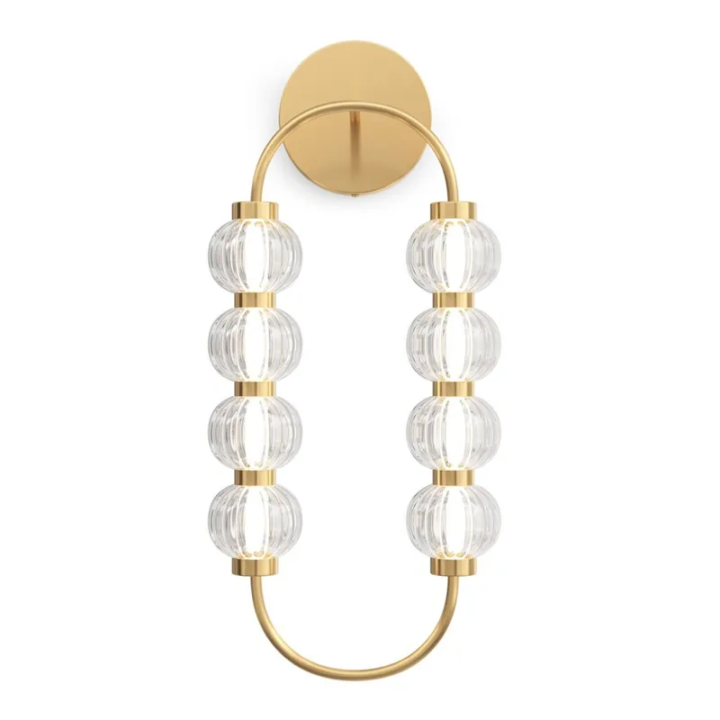 Garantierte Lieferung LED Wandlampe Glas Metall in Gold H:60,6 cm 16 W 3000 K