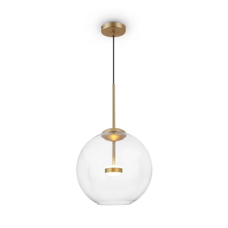 Schnäppchen LED Hängelampe Glas Schirm Metall Gold Ø35 cm 3000 K