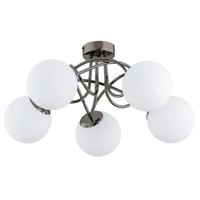 Sale Deckenlampe Glas Metall 51 cm Schwarz-Chrom E14 Retro