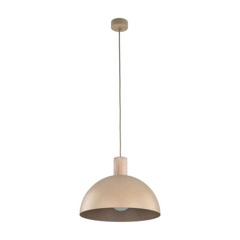 Pendelleuchte Zeitlos Holz Metall Beige B:33,5 cm E27 Neue Ware