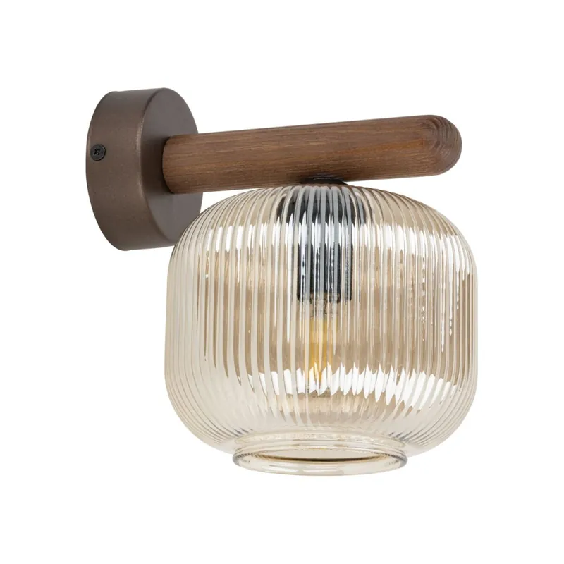 Wandlampe blendarm B:15 cm Metall E14 Holz Glas Cognac Top-Angebot