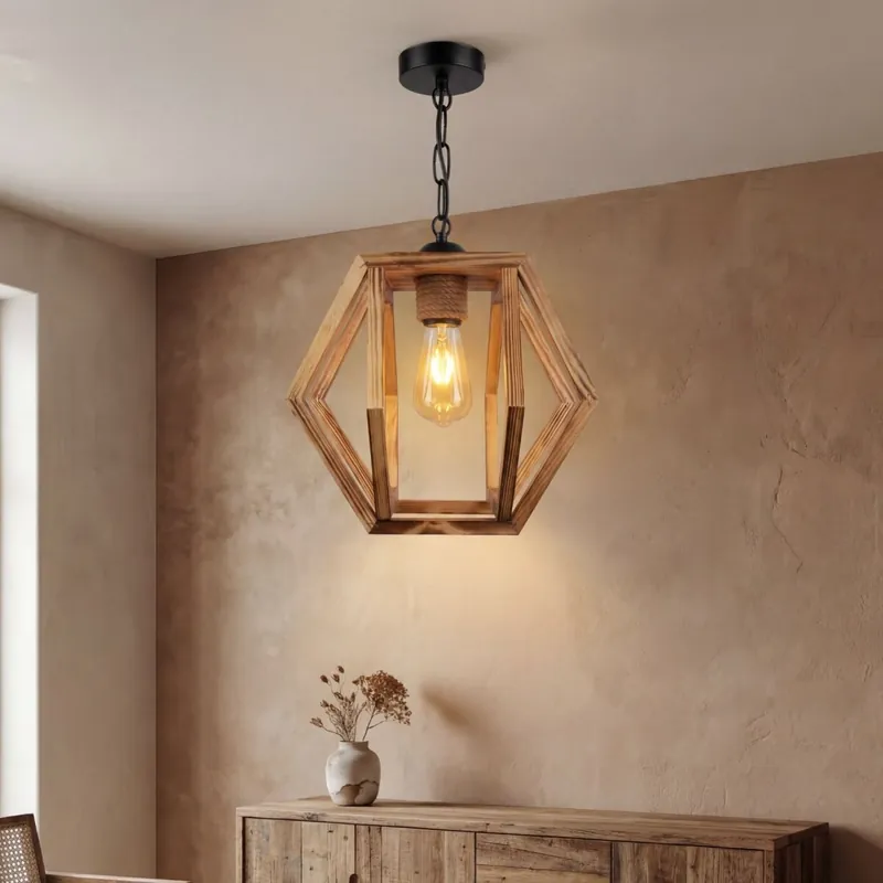 Direkt Vom Hersteller Hängeleuchte Metall Holz E27 B: 27 cm H: max. 100 cm