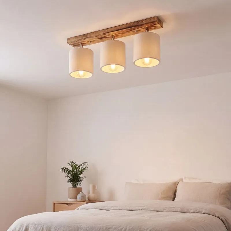 Bestseller Spot Metall Stoff verstellbar geflammtes Holz Natur E27