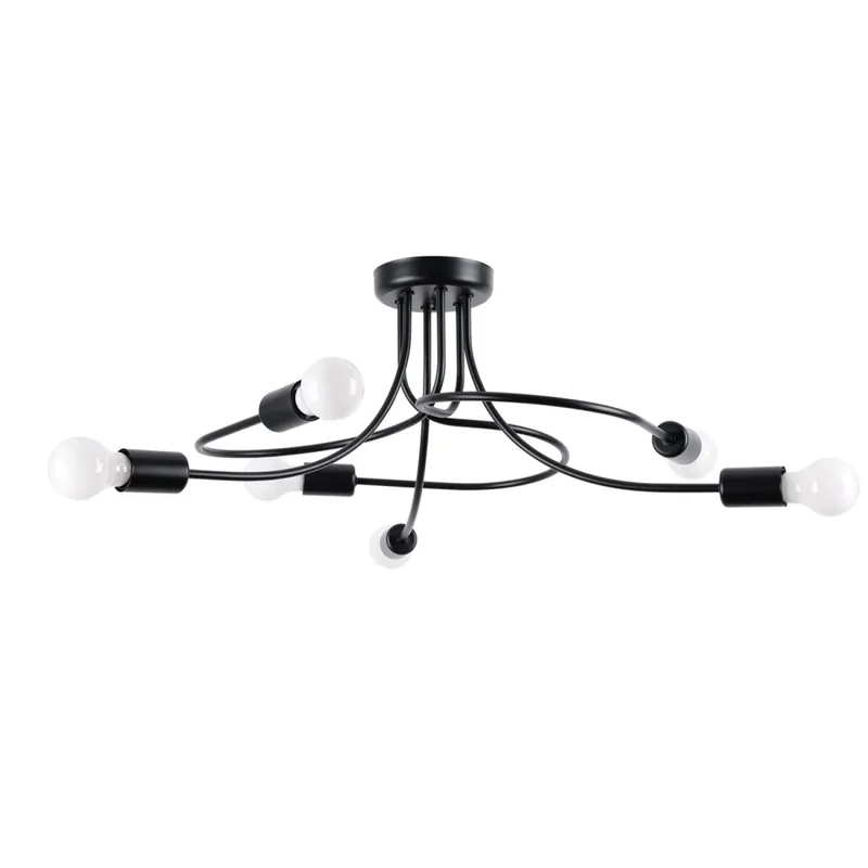 Mega-Angebot Deckenlampe Schwarz Stahl E27 B:66 cm Mehrflammig