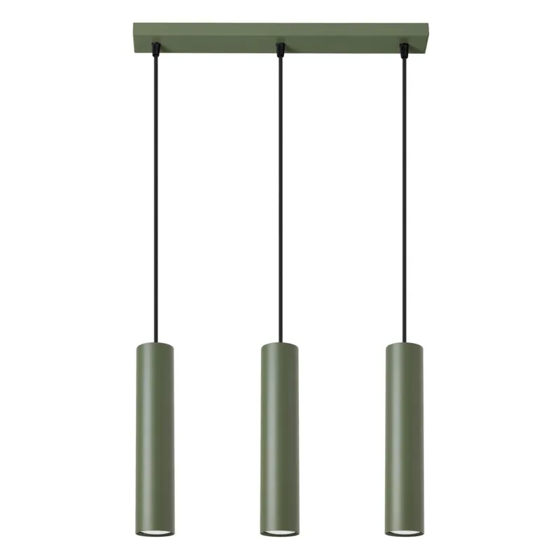 Angebot Lange Hängelampe Olivgrün Stahl GU10 3-flammig 45 cm