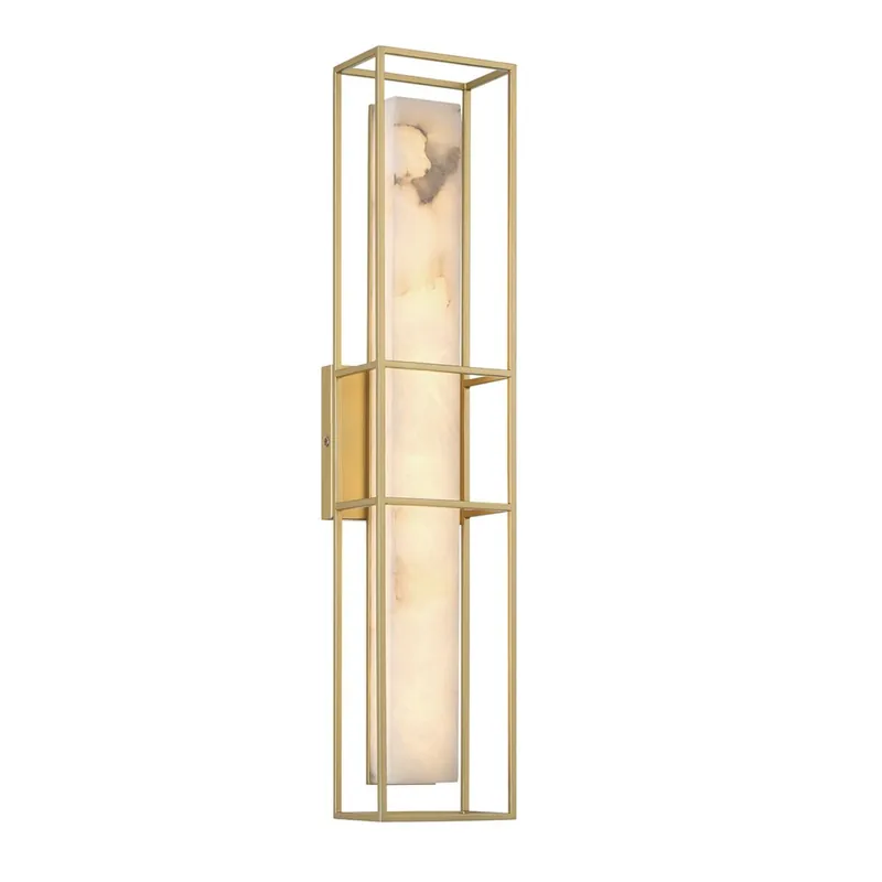 Letzte Chance LED Wandlampe Alabaster Metall IP44 61 cm hoch 3000 K Bad