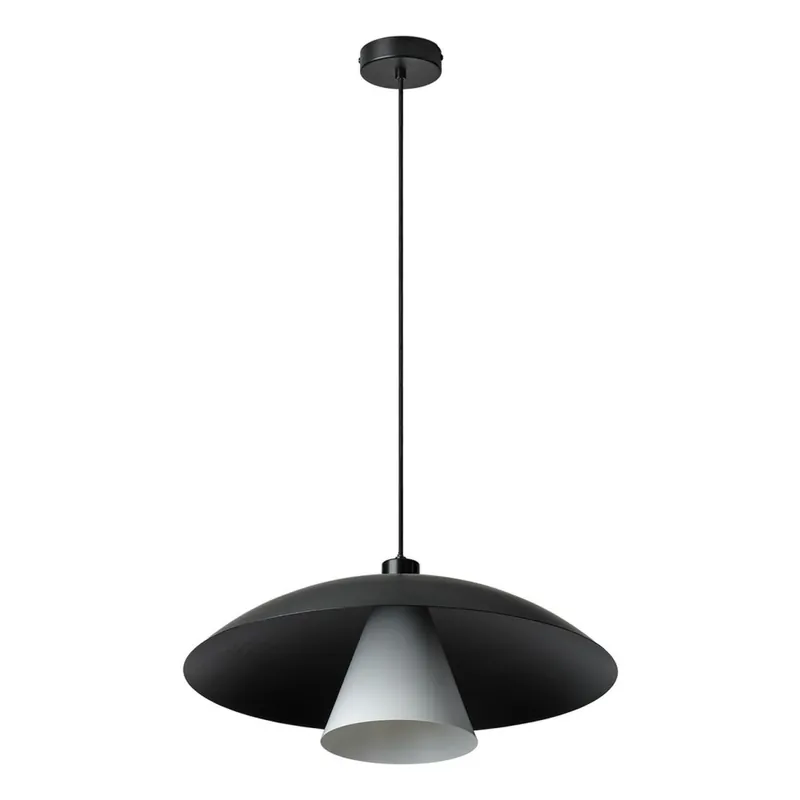Hängelampe Schwarz Weiß Metall E27 Ø50 cm rund OSRAM Letzte Chance