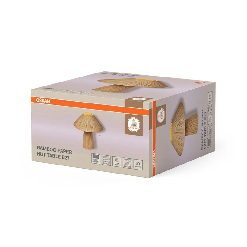 Bestseller Tischleuchte Bambuspapier H:40,5 cm E27 Braun OSRAM