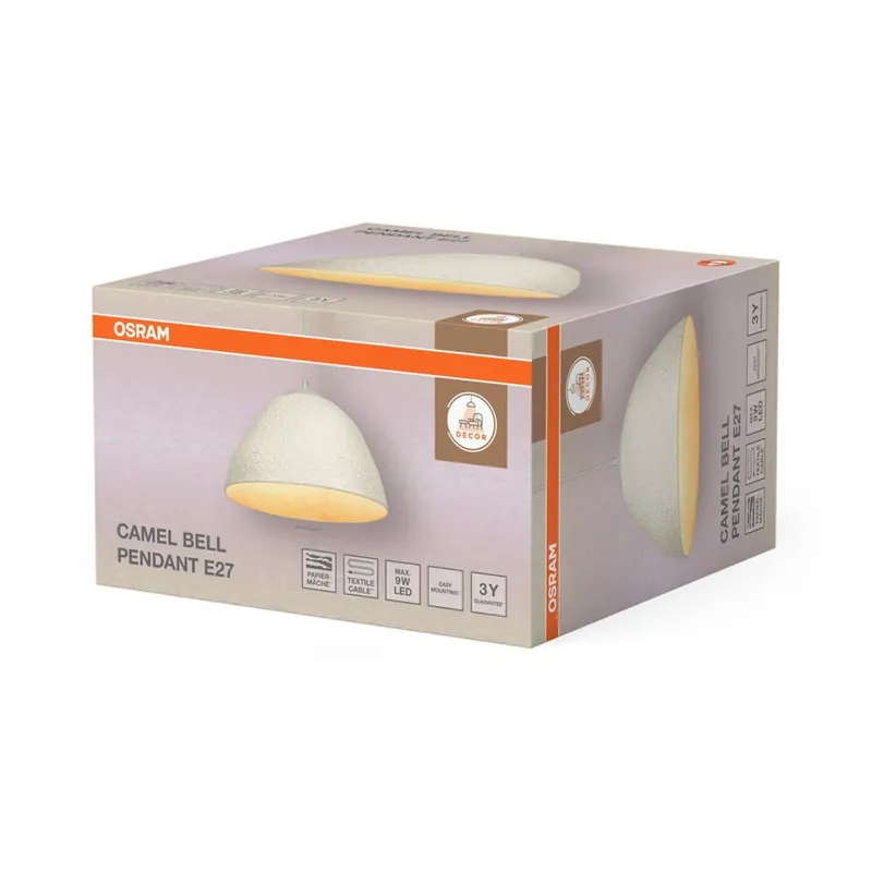 Pendelleuchte Pappmaché Metall Weiß L:37,5 cm E27 OSRAM Aktuell
