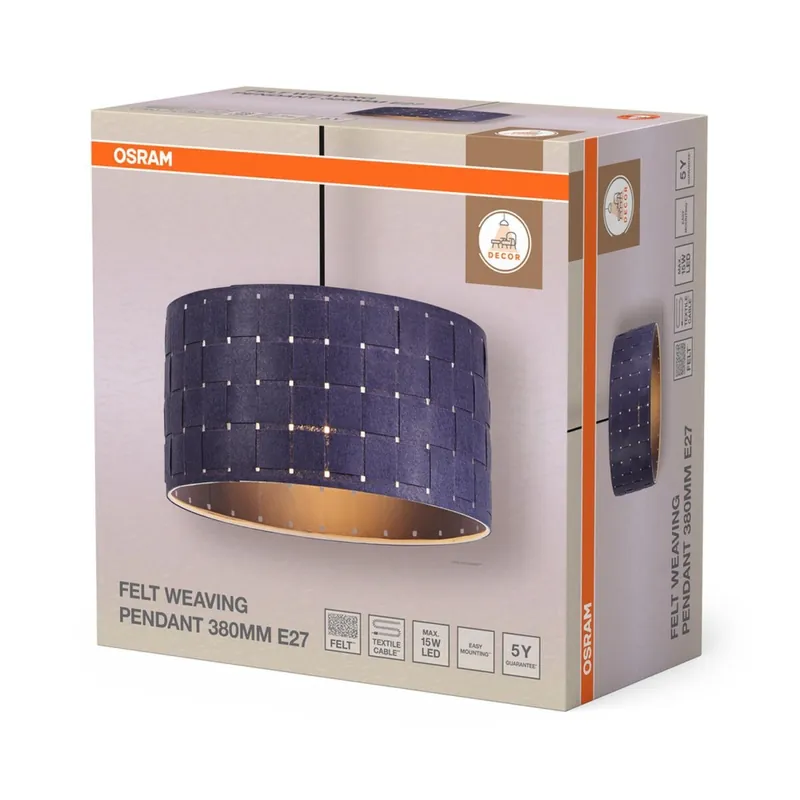 Pendelleuchte Filz E27 Metall Ø38 cm modern OSRAM Angebot