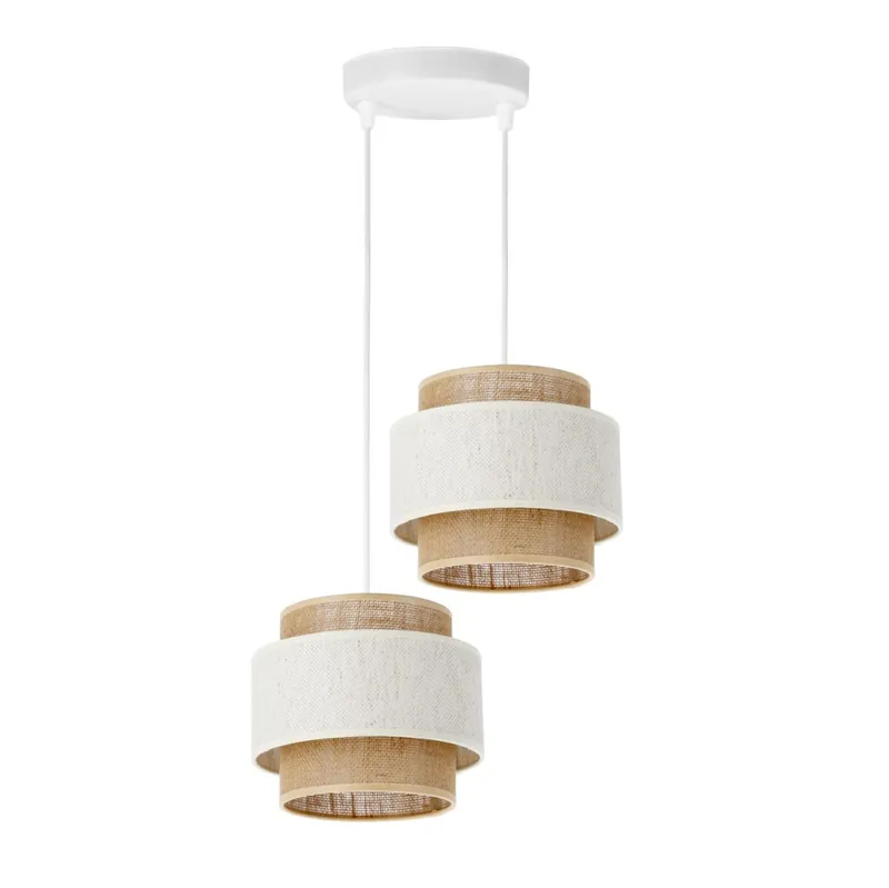 Pendelleuchte Jute Weiß Natur Beige E27 Ø30 cm Billig