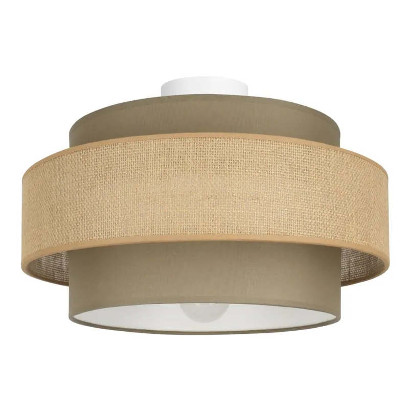 Deckenlampe Stoff Beige Weiß E27 Ø40 cm gemütlich Schnäppchen
