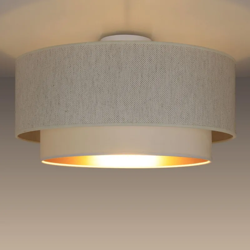 Billig Deckenlampe blendarm Samt Weiß Gold E27 Ø45 cm