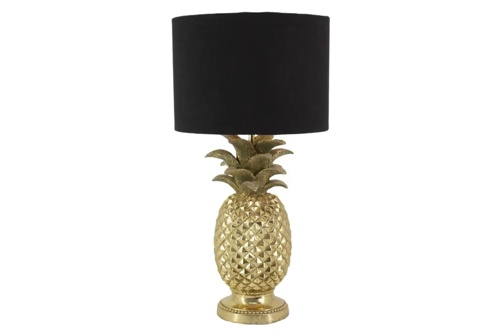 Tischleuchte Ananas 47 cm in Gold Schwarz E27 dekorativ Zertifiziert