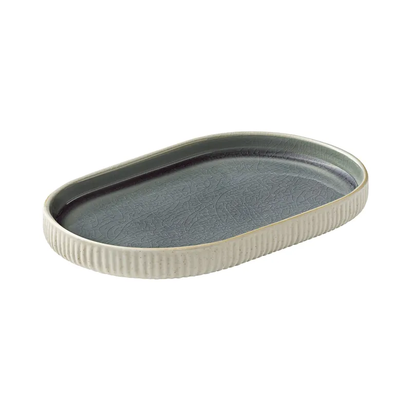 Platte oval Relief 180 x 110 mm grau Nara grau Online Kaufen