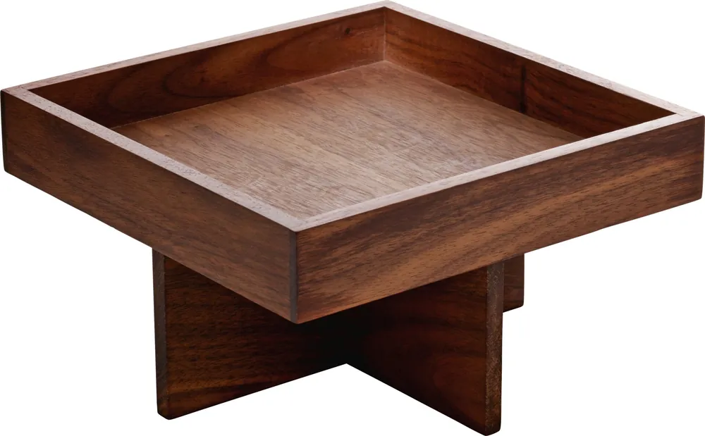 Top-Preis Menage eckig 180 x 180 mm Nussbaum auf Fuß 80 mm Ananti