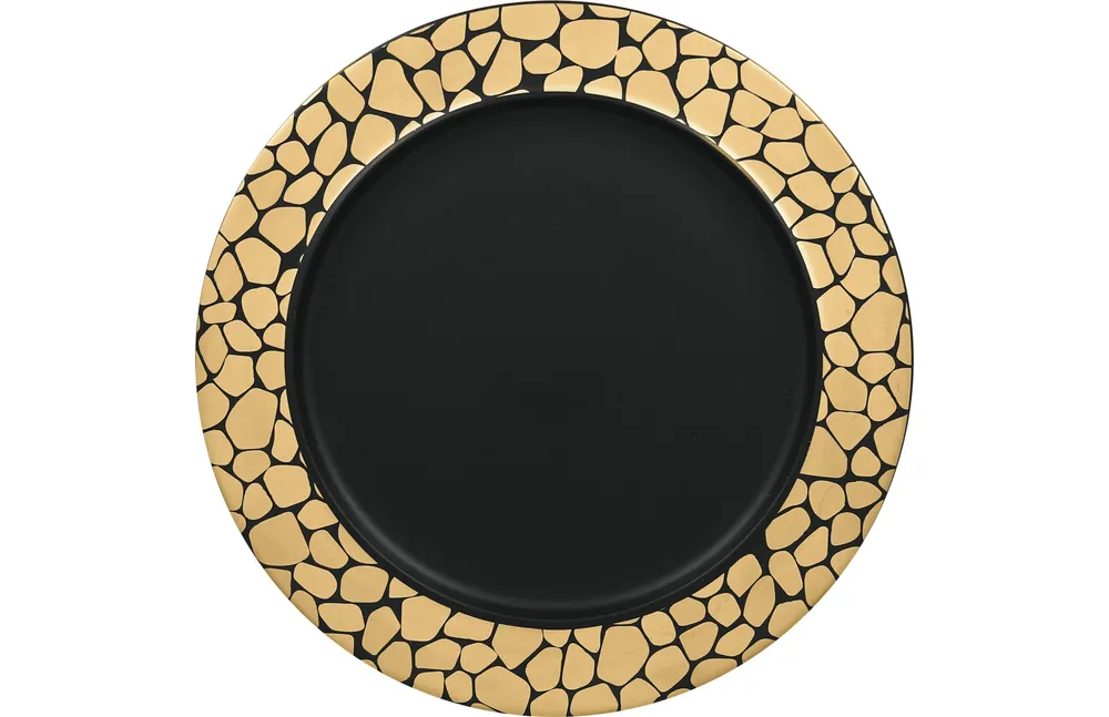 Teller flach mit Rand 280 mm schwarz + gold Rabatt