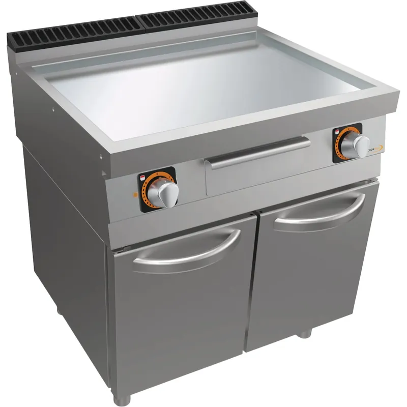 Elektro-Grillplatte, glatt, verchromt, Unterbau mit Türen Neuheit