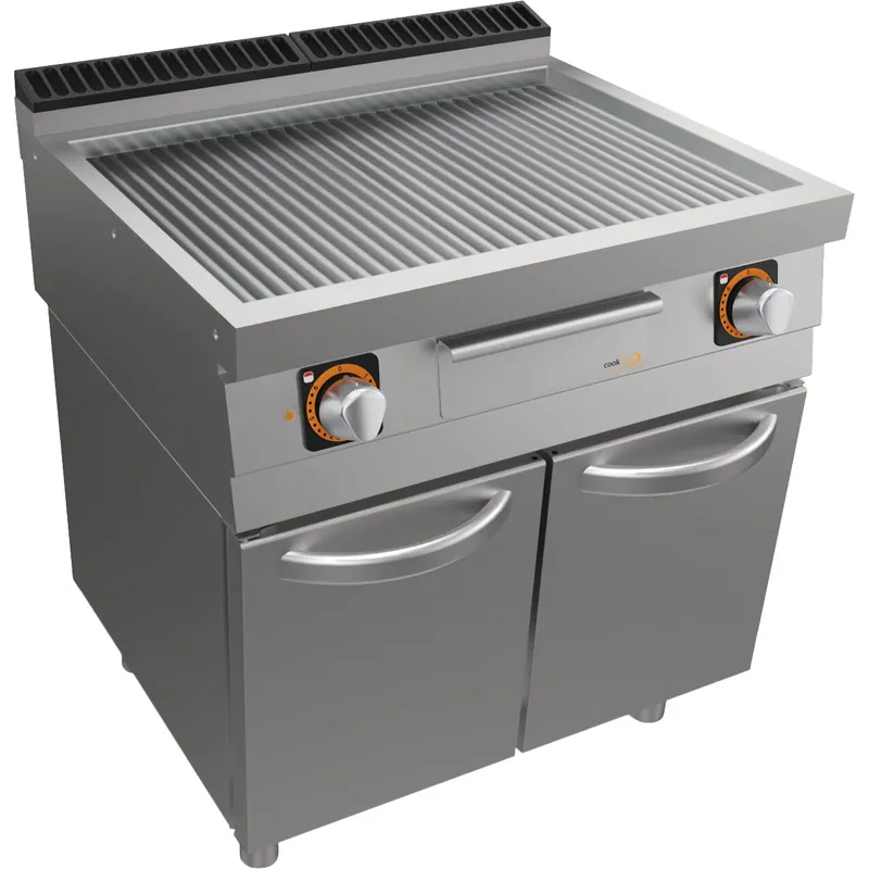 Elektro-Grillplatte gerillt, Unterbau mit Türen Finale Aktion