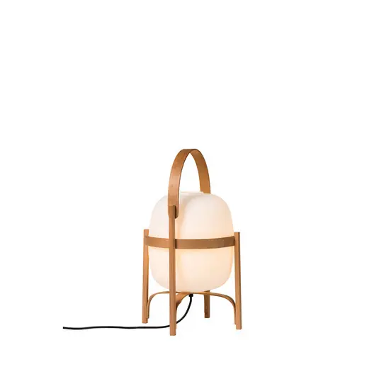 Knallerangebot Cesta Tischleuchte Wood/White Opal Glass - Santa & Cole