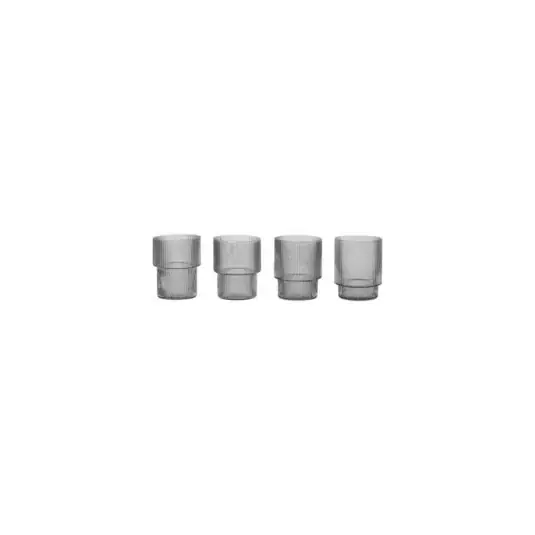 Ripple Small Glasses Set of 4 Smoked Grey - Ferm Living Echt