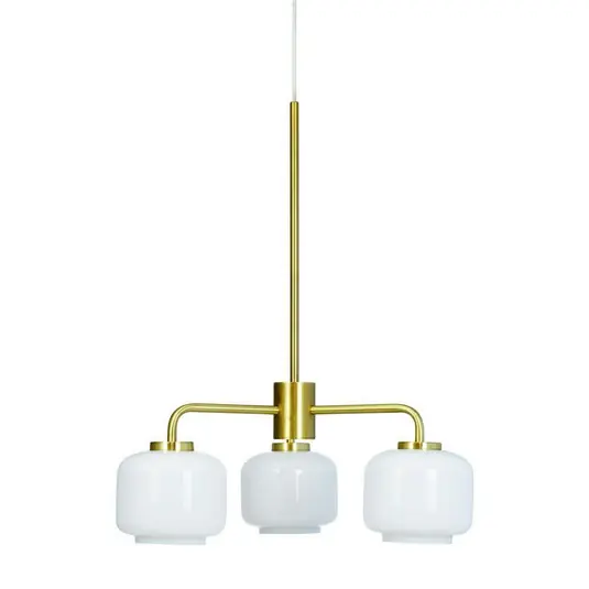 Arp 3 Kronleuchter, opal/messing, 3-flg. - Dyberg Larsen Markenware