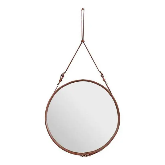 Adnet Spiegel Circular Ø70 Tan Leather - GUBI Finale Aktion
