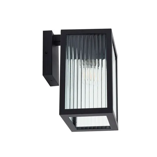 Highlight Bolgar Außenwandleuchte 15 cm schwarz Metall Glas - Lindby