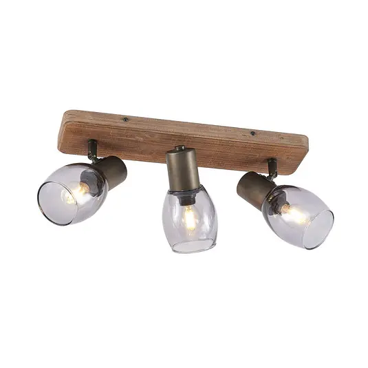 Neu Im Sortiment Ineska 3 Square Deckenleuchte Smoke/Wood - Lindby