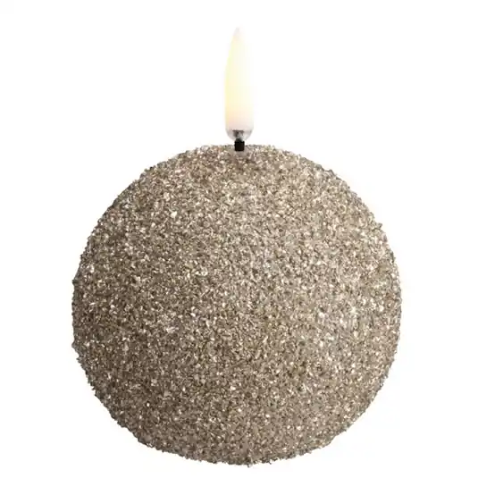 Sonderangebot ROUND LED-Kerze, creme, Ø 7 cm, Glitter - Uyuni Lighting